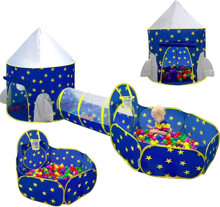 Tente de jeu en polyester Kiddzery Rocket Ball Pit, – Image 3