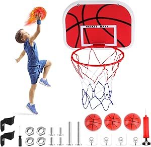 Mini panier de basket-ball pour enfants intérieur/extérieur avec 3 balles et pompe, jouets de sport, cadeaux pour garçons et filles