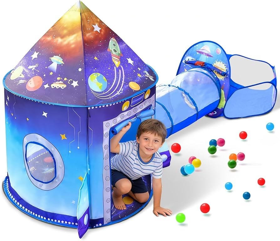Tente de jeu en polyester Kiddzery Rocket Ball Pit, – Image 2