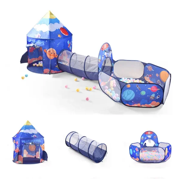 Tente Portable 3 en 1 pour enfants, jouets, Tunnel rampant pliant, maison de jeu intérieure et extérieure, tente de plage, tentes de piscine à balles océaniques
